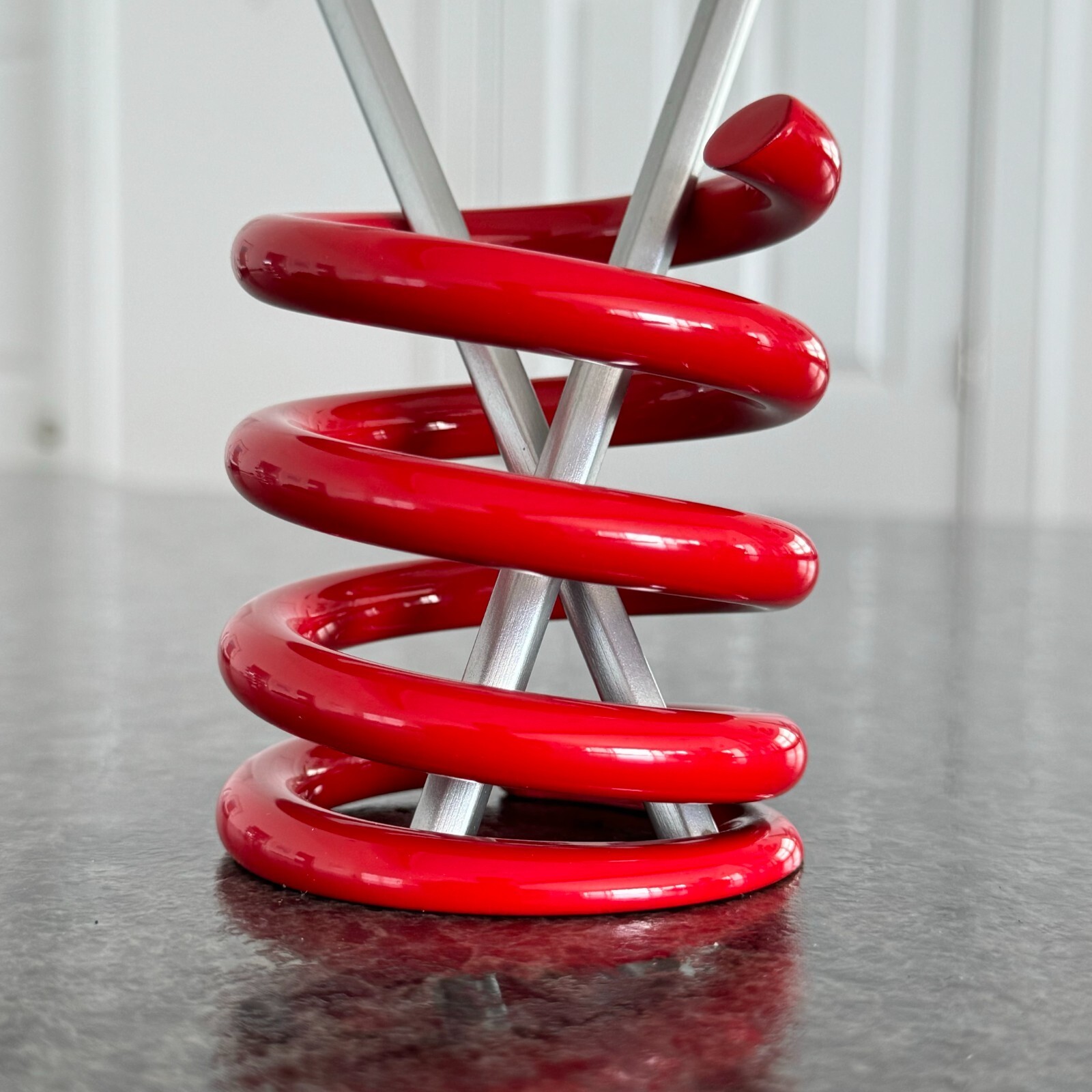 Powder Coated Steel Spring 3-3/4″ Mid Century Aviation Art Pen Pencil Holder