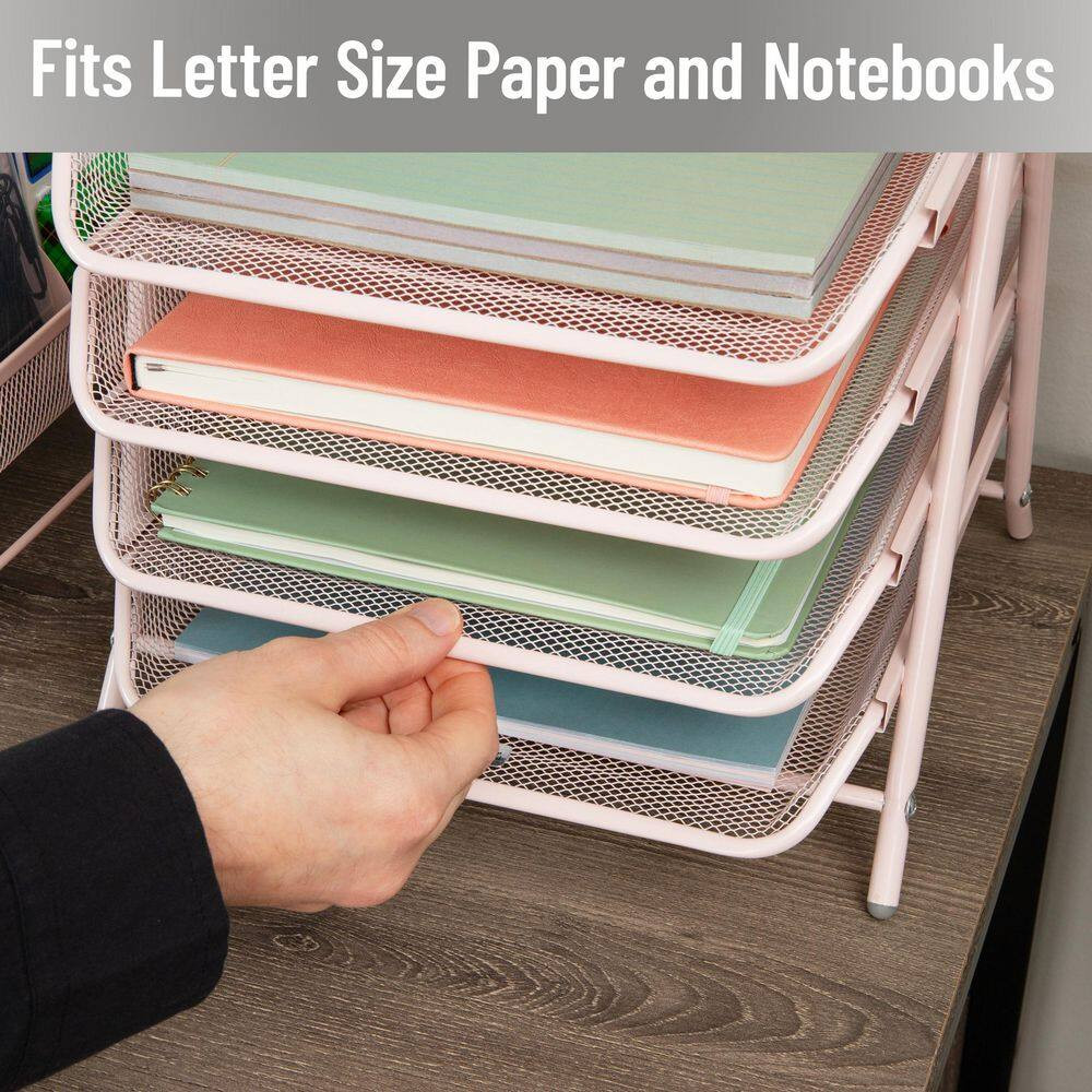 Network Collection, 4-Tier Paper Tray, File Storage, Desktop Organizer, Metal Me