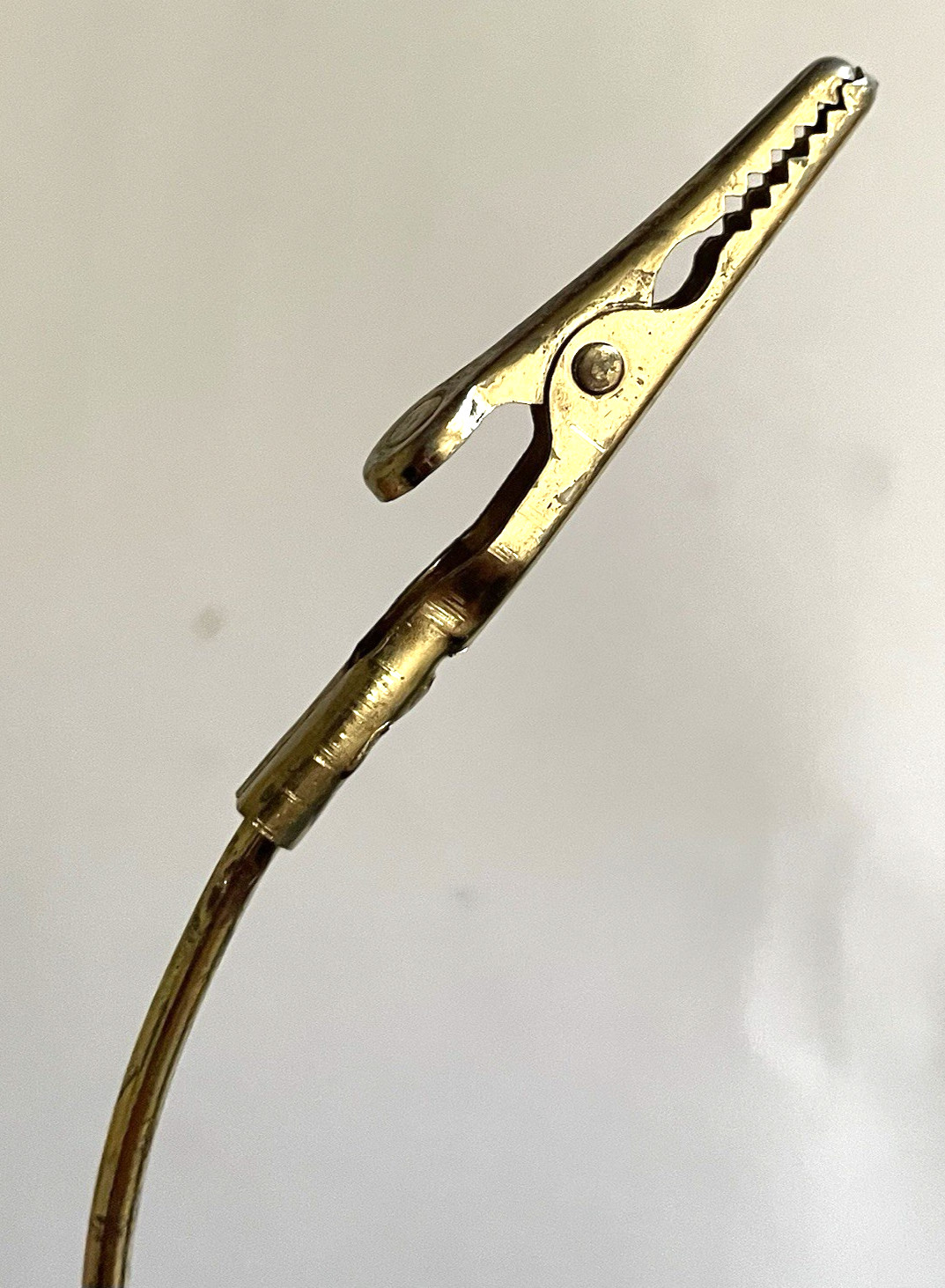 BRASS SPIRAL COIL Wire DESKTOP Mail Letter Holder Organizer Creature w CLIP Vtg
