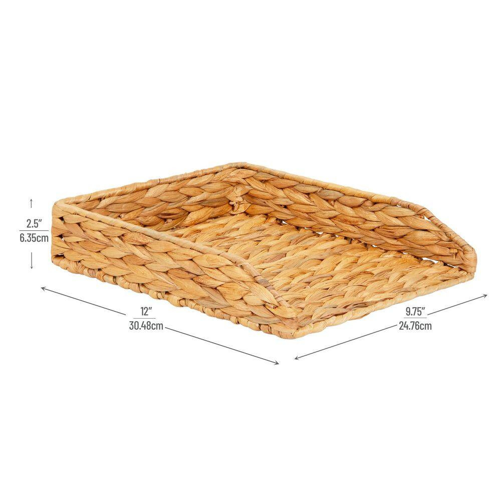 Rattan Paper Tray with Iron Frame, Desktop Organizer, Holds Letter Size Document