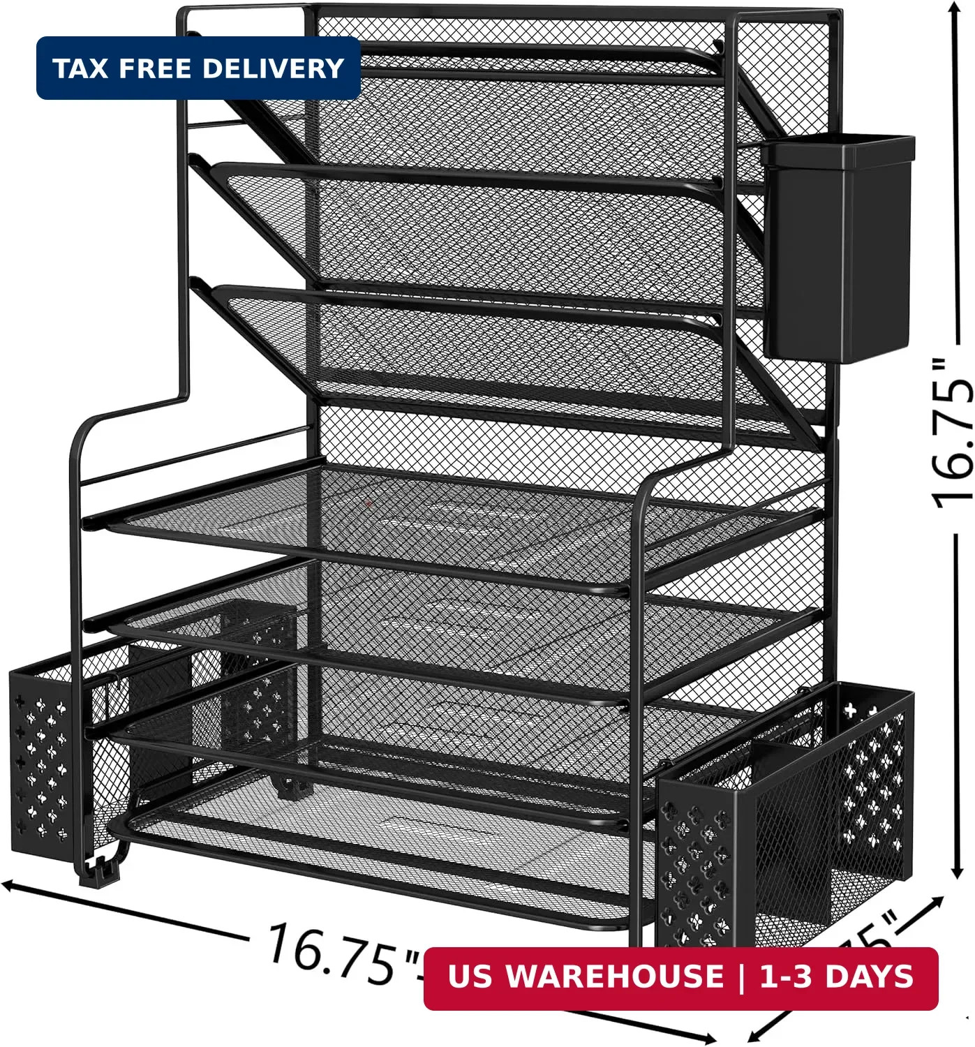 Simple Trending 7 Tier Desk File Organizer, Letter Tray Paper Organizer with Pen
