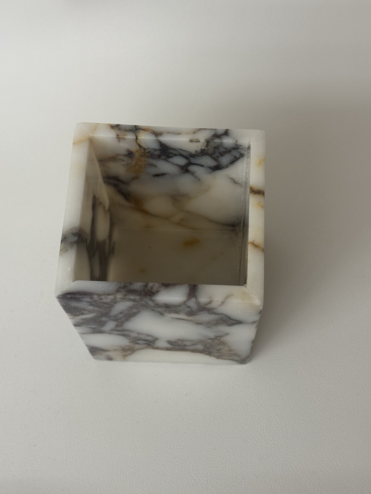 Marble Makeup Brush Holder – Calacatta Viola Marble Candle Toothbrush Cup