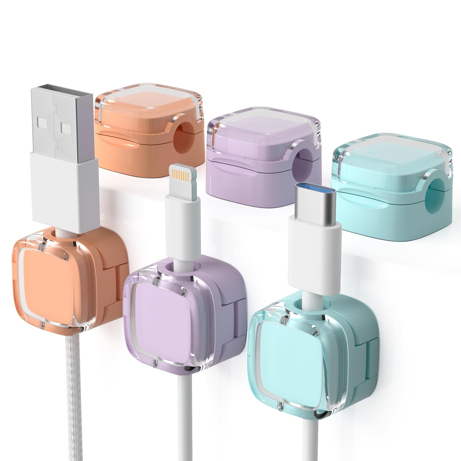 6 Pack Magnetic Cord Organizer & Cable Clips – Adjustable Under Color Mixed