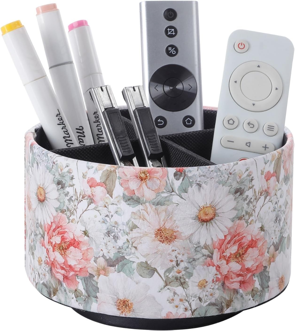 Cute Rotating Table Remote Control Holder 360 Spinning PU Leather Remote