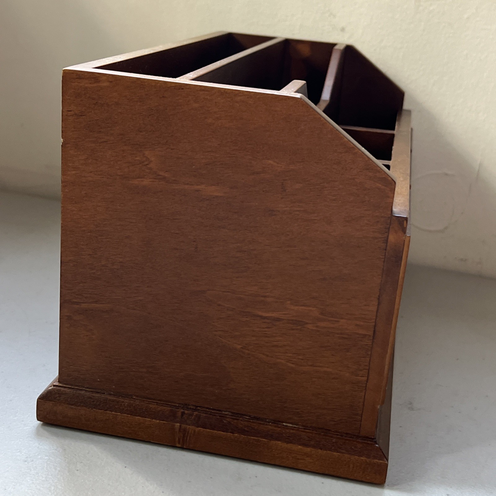 Vtg Bedford Pottery Barn Wood Desktop Organizer Mail File w/ 3 Floral Art – 13″