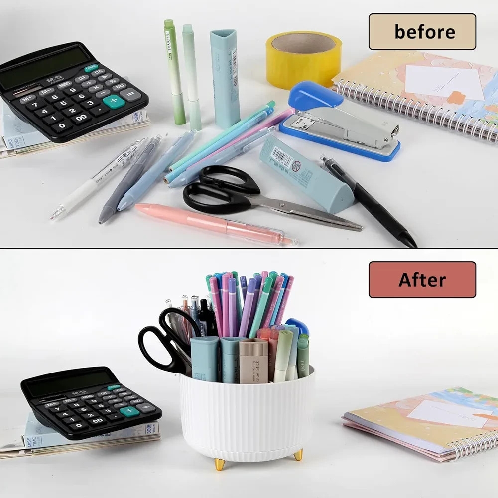 360°Rotating Desk Organizer 5-Slot Pen,Makeup & Kitchen Utensil Holder,Multiuse