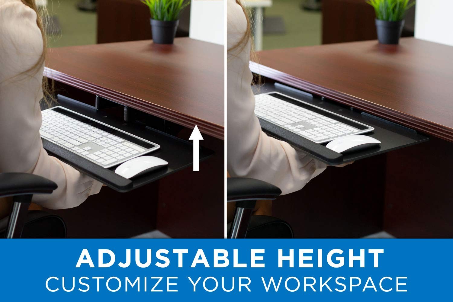 Mount-It! Keyboard Tray Under Desk, Full Motion Computer Large, Black