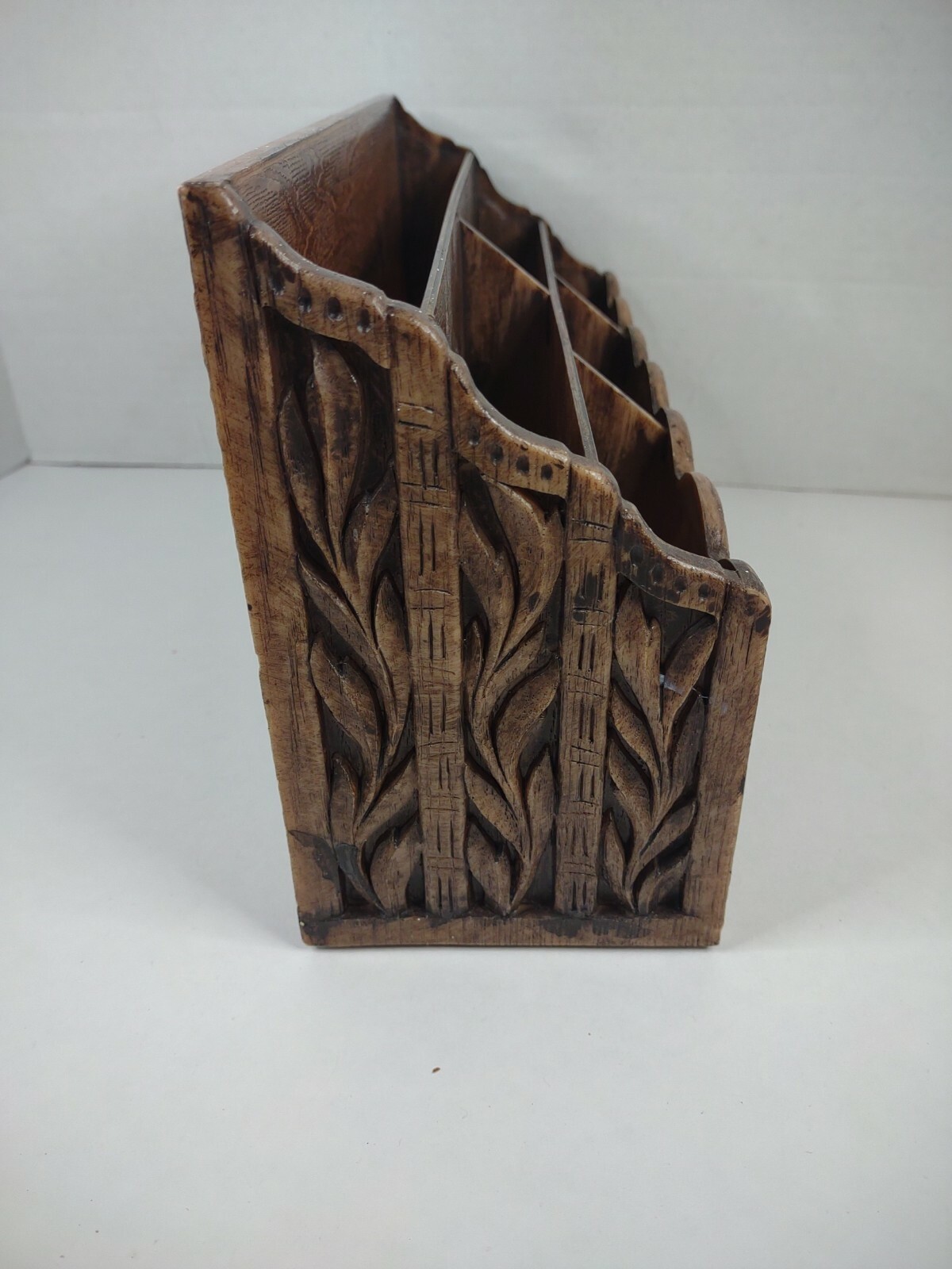 Vintage Desk Top Letter Mail File Holder Organizer Lerner Faux Wood USA