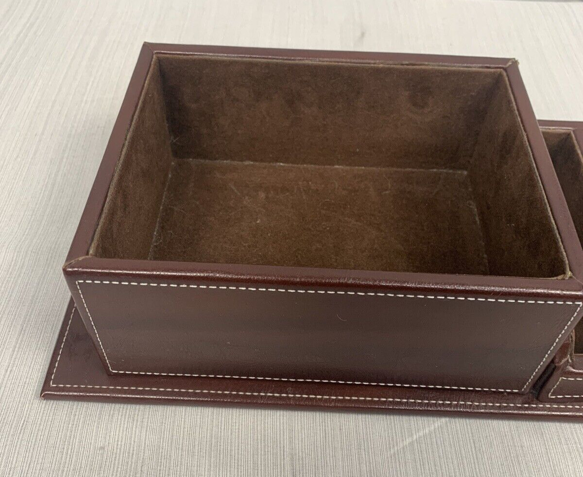 Faux Leather Brown Desk Organizer/Caddy 14″ x 6″ x 3.25″, 3 compartments