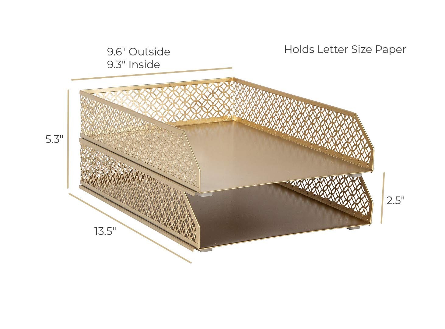 BLU MONACO | Paper Tray Stackable Gold Set of 2 | Stackable File Trays for De…