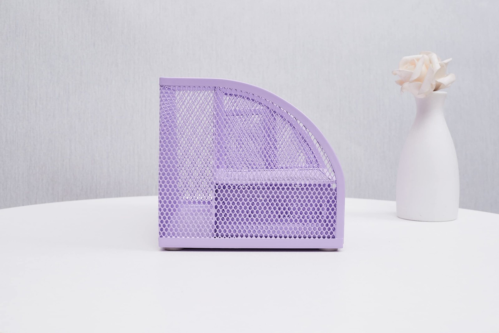 Annova Mesh Desk Organizer Office with 7 Compartments + Light Purple