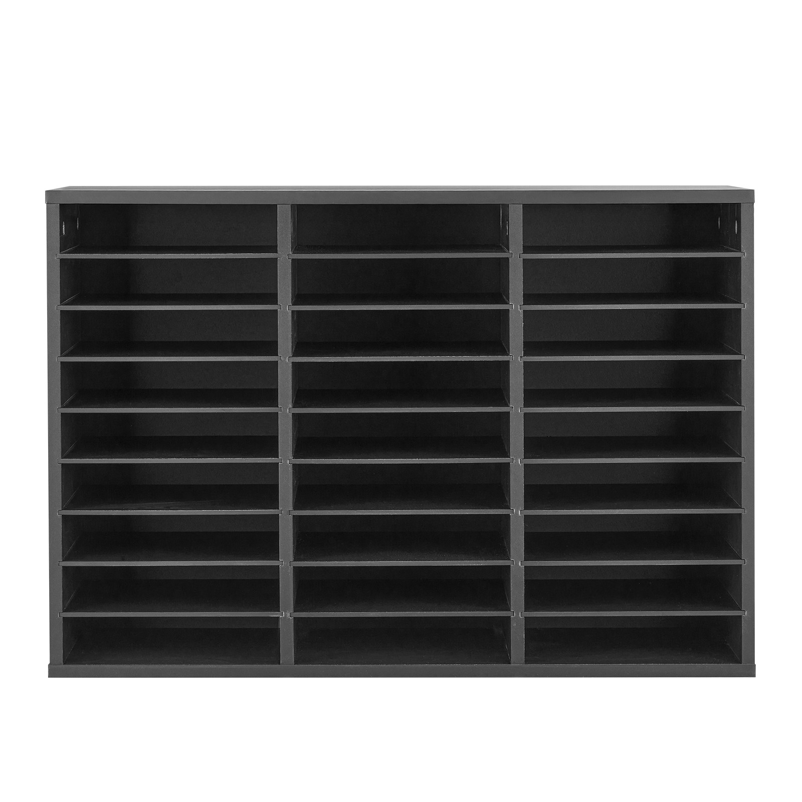Uimoso Wooden Literature Organizer 27 Compartments with Removable Shelves Black