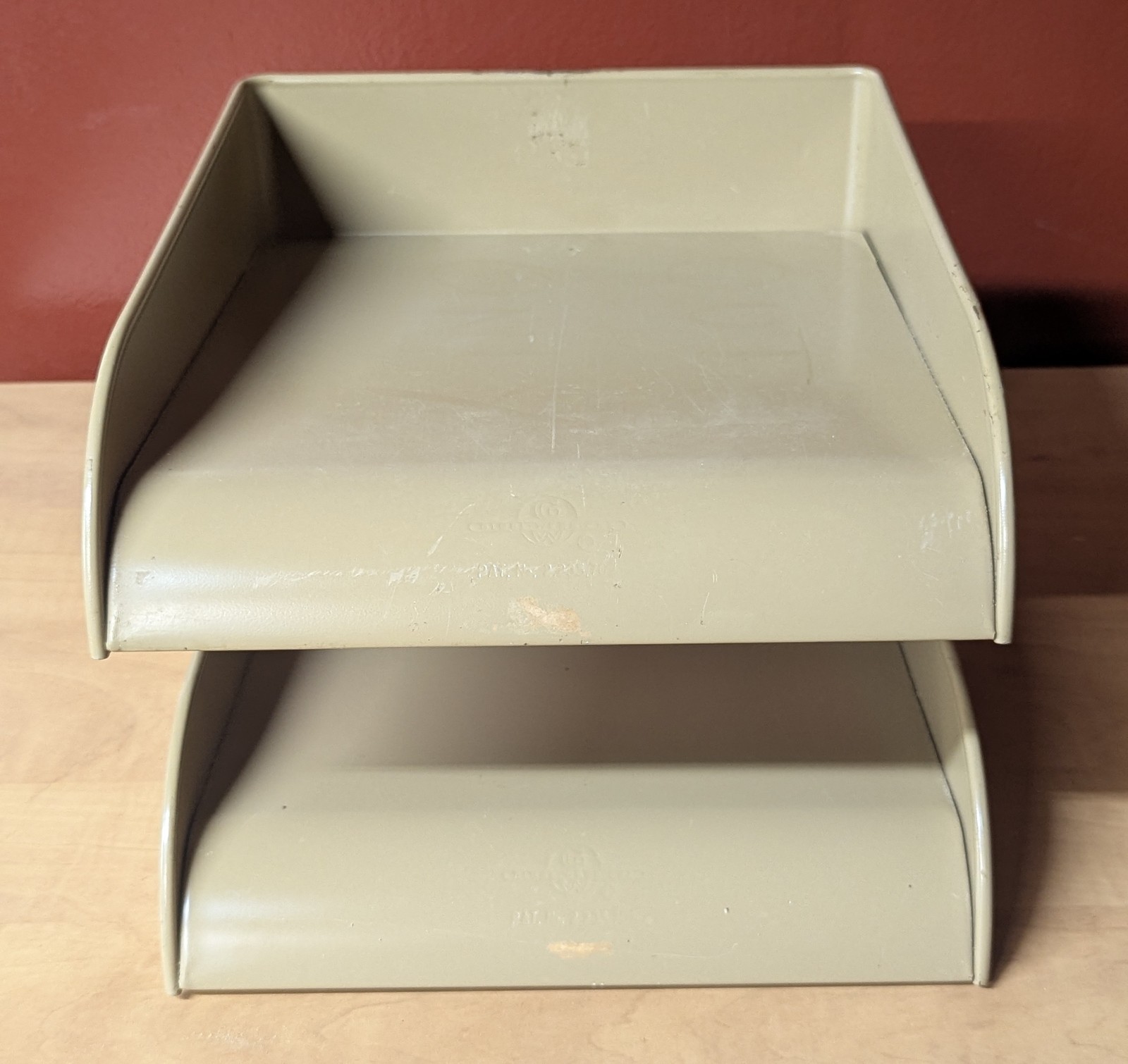 VTG Mid Century Modern Globe Wernicke GW Systems Steel Paper Tray Desk Organizer