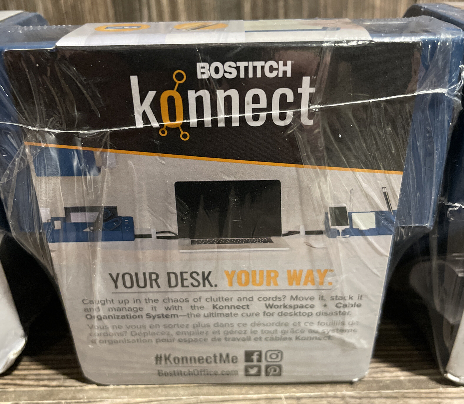BOSTITCH KONNECT 3 Piece Set-USB Phone Stand-Sticky Note-Storage Bin- Blue