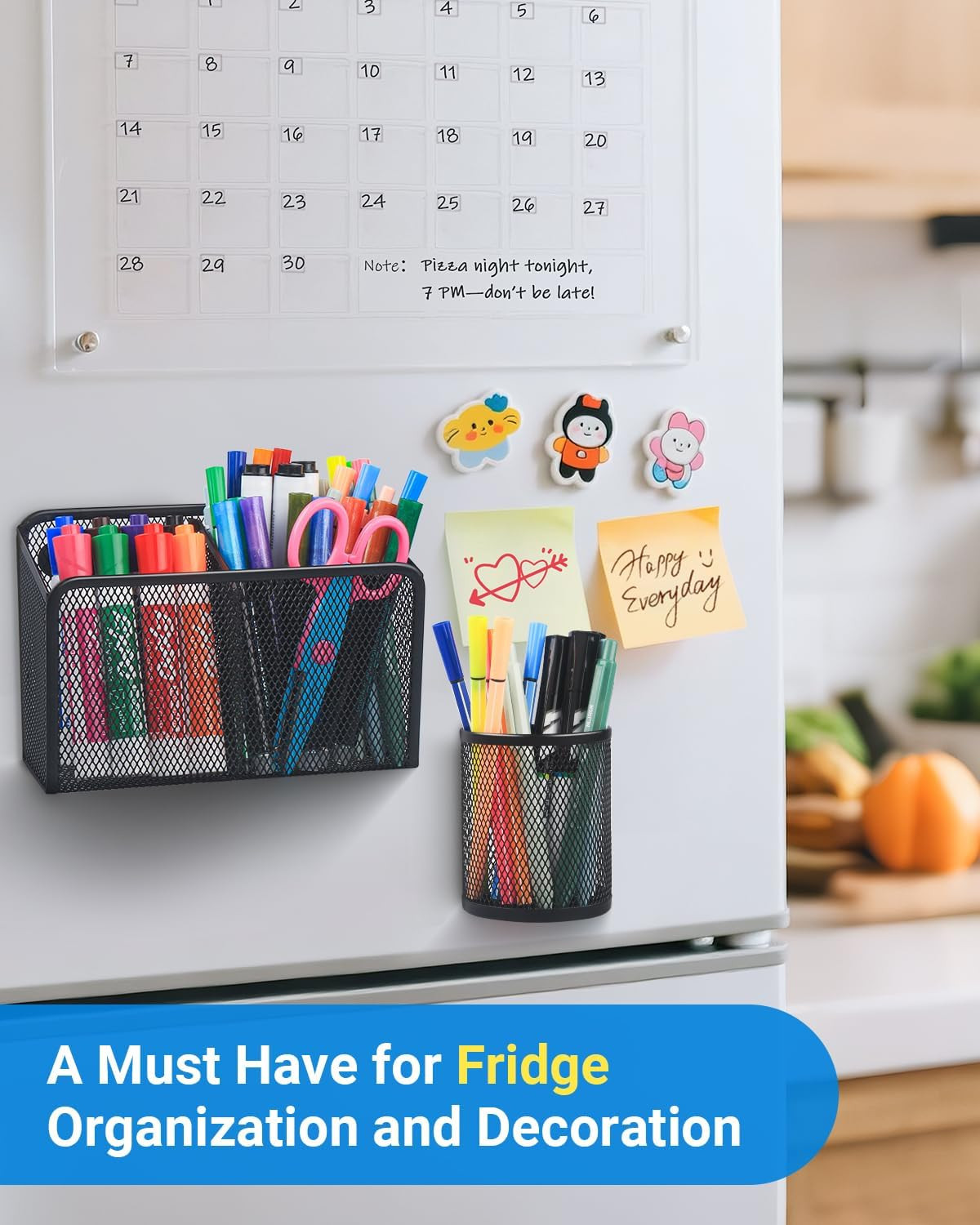 Magnetic Pen Holder, Metal Strong Magnet Pen Cup Magnetic Marker Storage