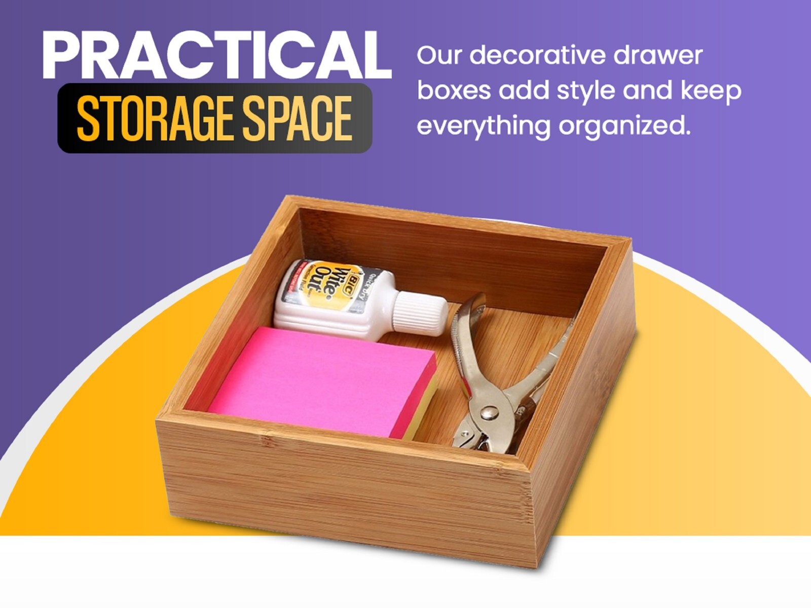 YBM Home & Kitchen Bamboo Drawer Organizer Box 6×9 #325