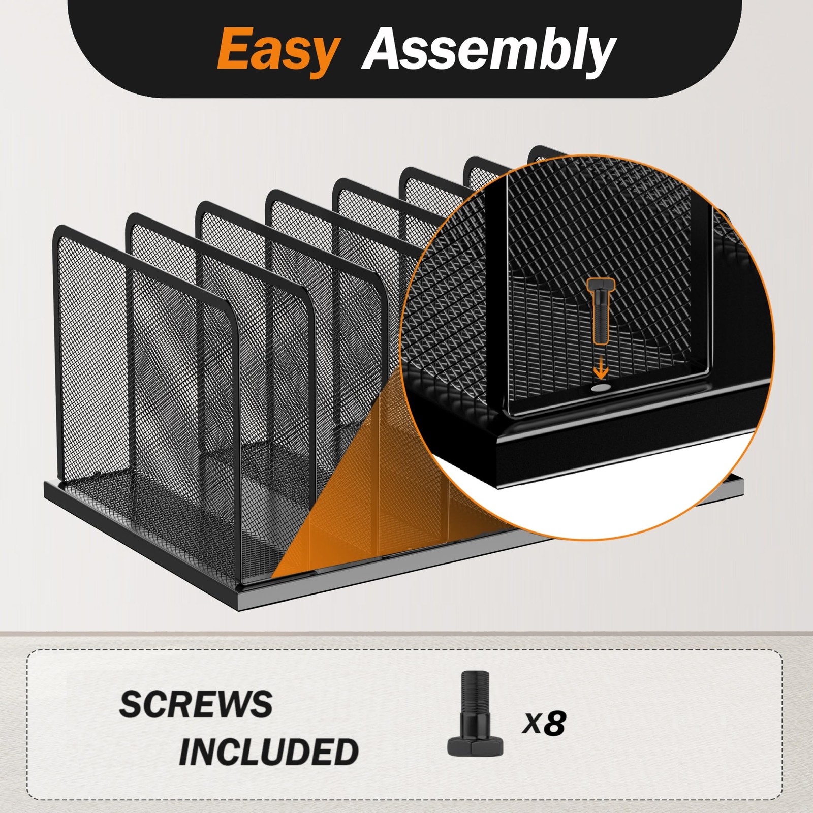 Desk File Organizer Upright Mesh Desktop Sorter Office Home Folder Holder