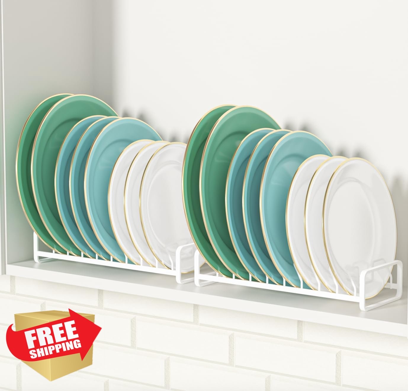 Blisskyn White Plate Organizer 8 Slots (2-Pack)