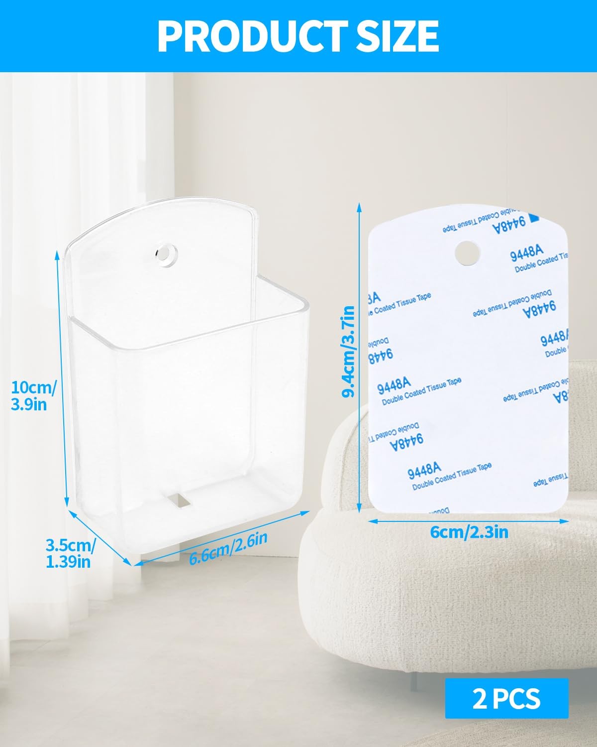2 PCS Remote Control Holders Wall Mount, Self Adhesive TV Air Conditioner Rem…