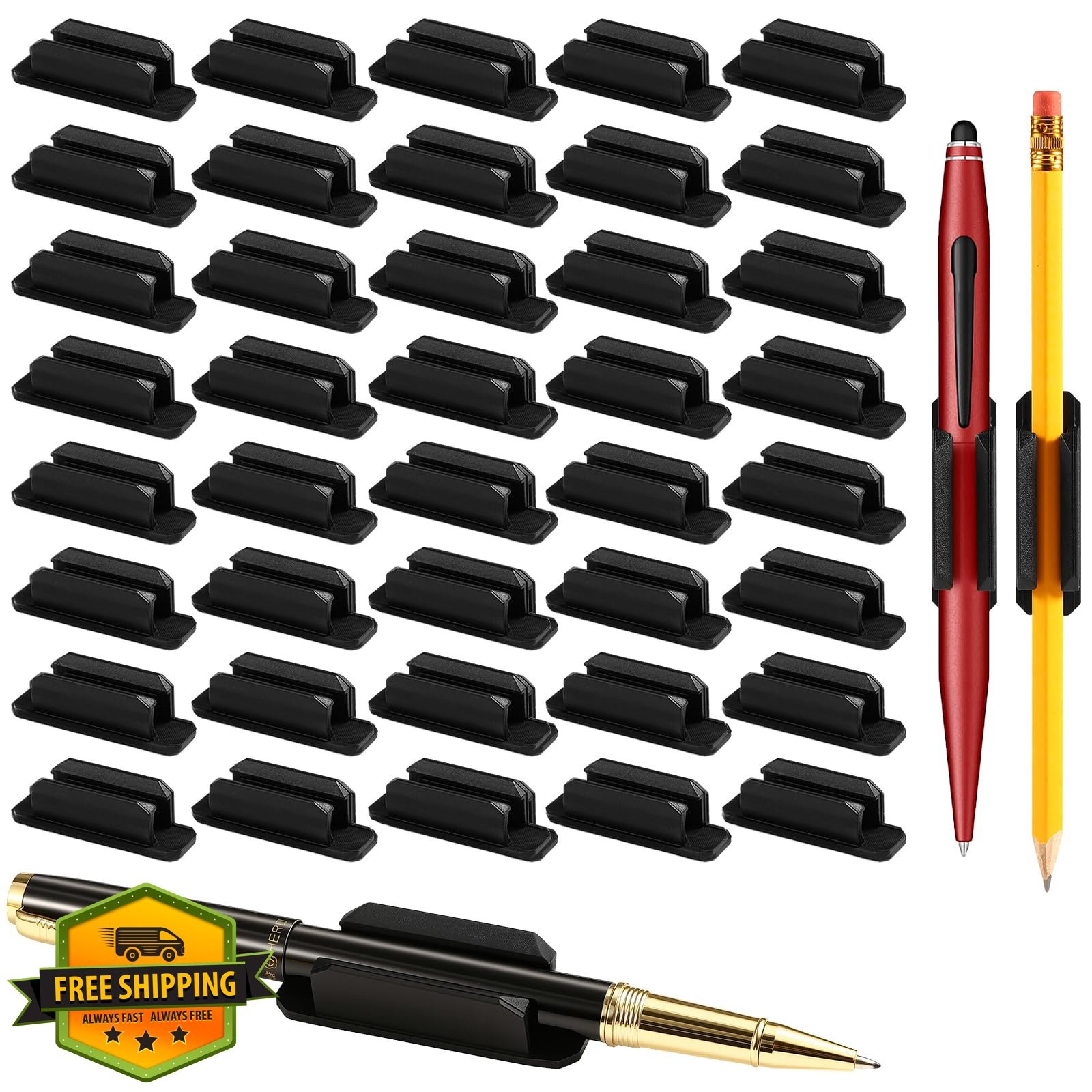 VZZNN 40 Pack Adhesive Pencil Holders, Desk Pen Grips Silicone