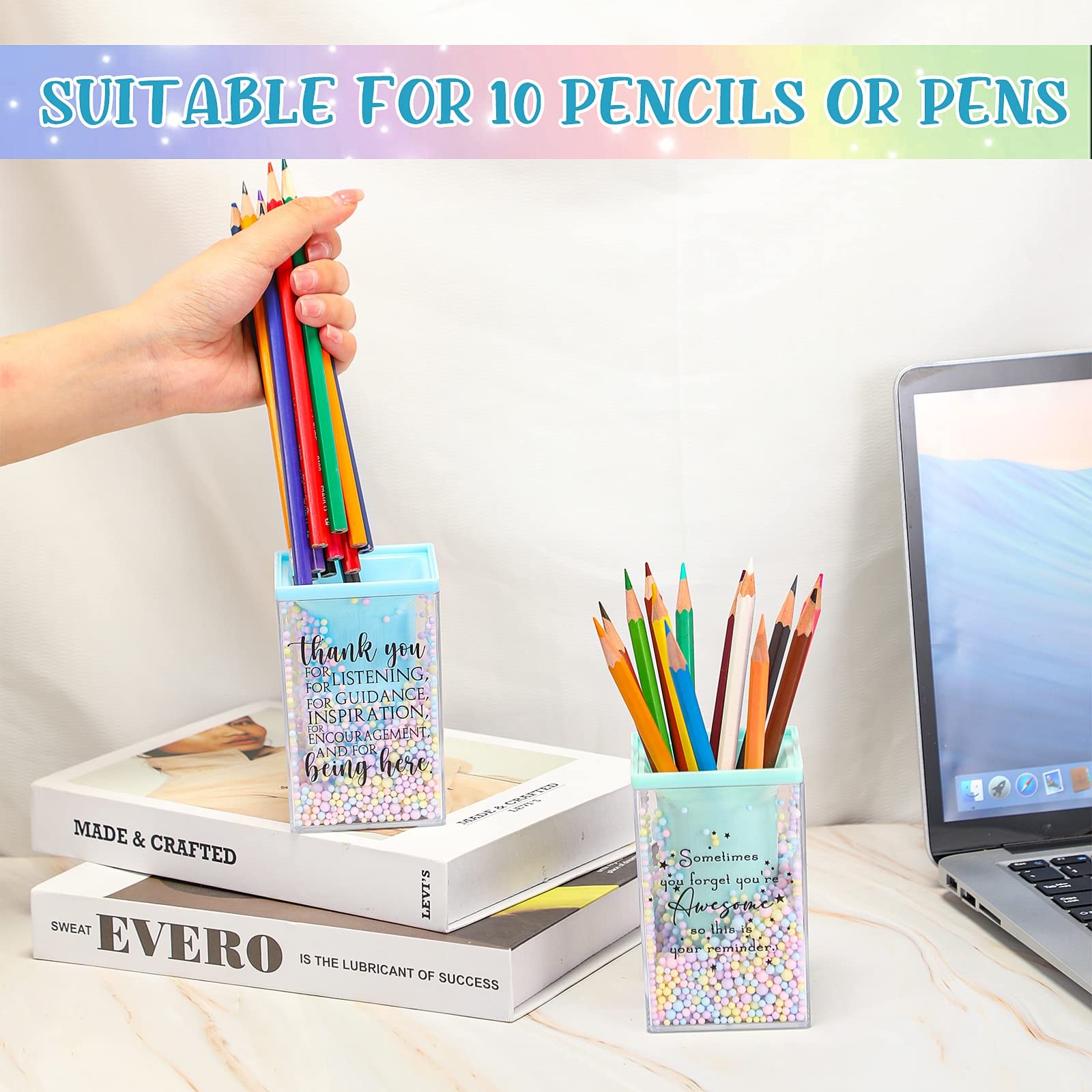10 Pcs Appreciation Gifts for Coworkers Bulk Cute Bubble Pencil Holder Inspir…