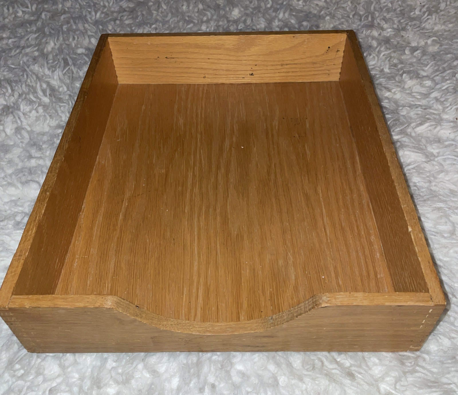 Vintage Hedges Paper Tray THE LINE #1721 Dovetail Oak Wood Box Letter File Desk