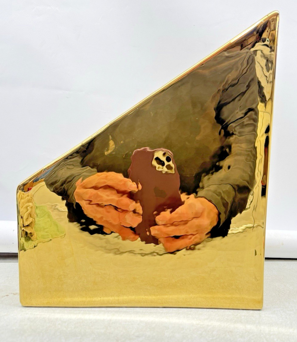 Gold Brass Tone Ceramic Magazine File Desktop Organizer Holder 10 Straweberry St