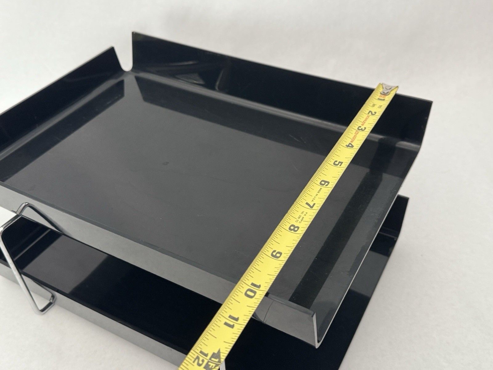 Vintage Plastic Chrome Steel Duk-It McDonald Design MCM Black Letter Paper Trays