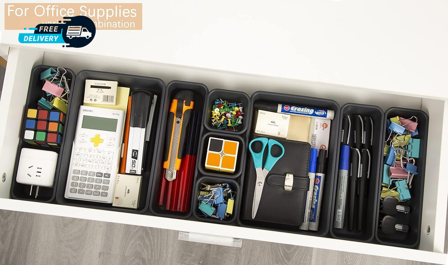 15 PCS Interlocking Desk Drawer Organizer Separator for Office Bathroom Kitchen
